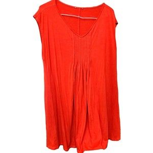 Boho Long Loose Top Size L Orange/Red Color Flowy